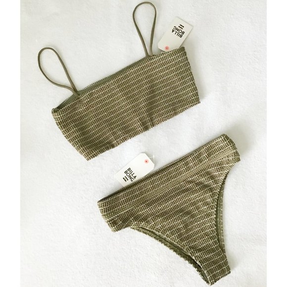 Billabong Striped Green High Waisted Bikini Set - Picture 3 of 15